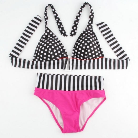 Polka-dot/Striped Bikini - Picture 2 of 4