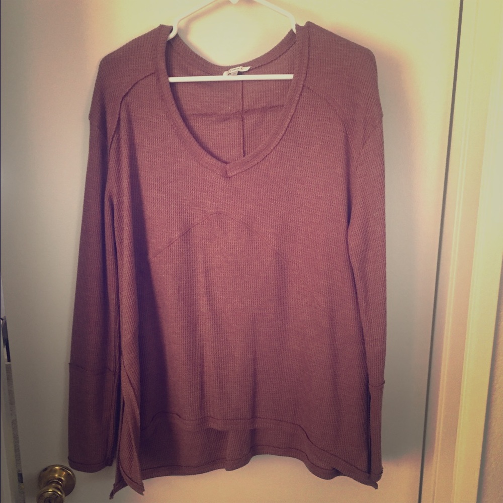 Light weight sweater/ waffle knit -rose