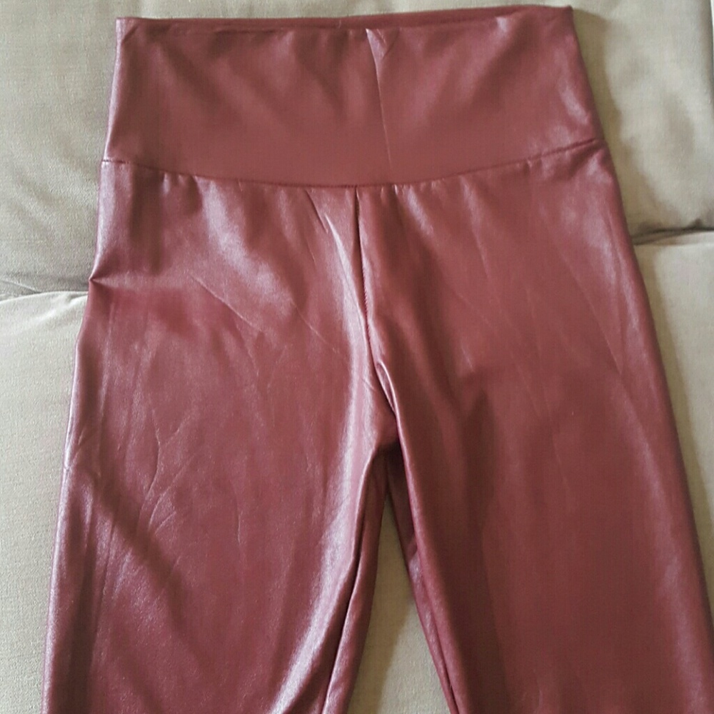Dark red pleather leggings! Worn 1x.