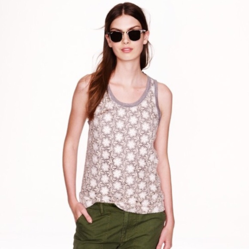 J Crew Ivory Lace Tank