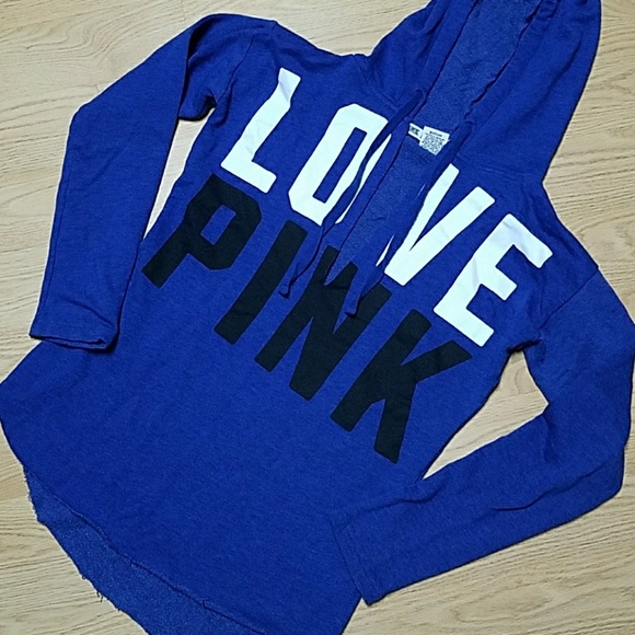 PINK Victoria's Secret Tops - •SOLD• VS PINK Blue Hoodie XS/S
