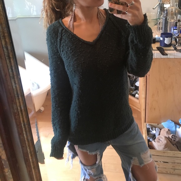 LA Hearts Sweaters - Grungy LA Heart Forest Green Sweater