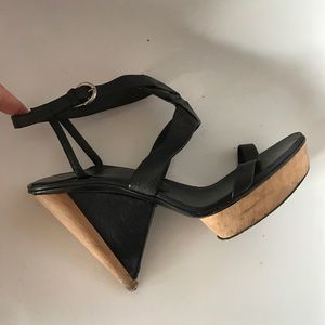 Sergio Rossi Wood Strappy Sandals