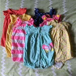 Lot of 7 toddler girl rompers, 18 - 24 months