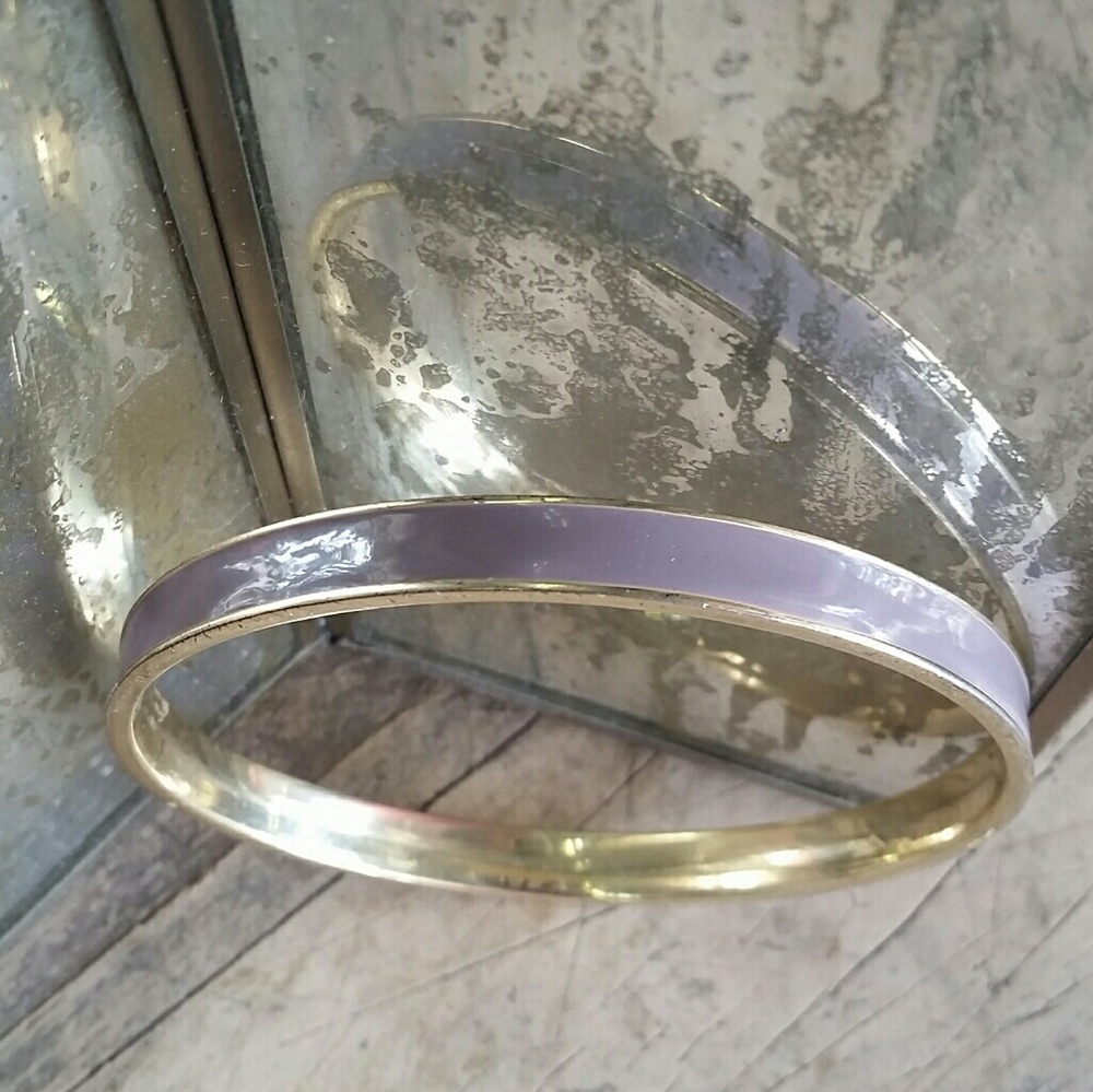 Vintage Enamel Bangle Bracelet Lavender & Gold