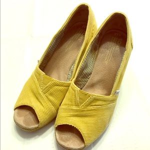 TOMS Wedges- Mustard Yellow Corduroy