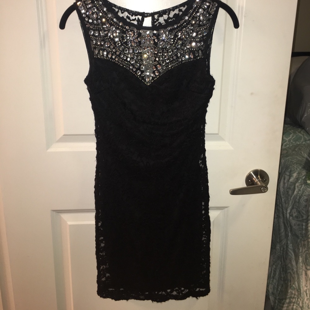 B Darlin Sz 3/4 Black Lace Mini Dress
