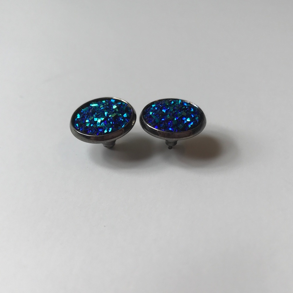 Gunmetal Blue Earrings - Picture 2 of 2