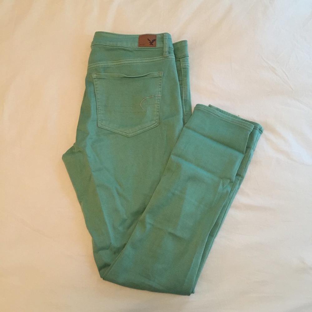 American Eagle super stretch teal jeggings