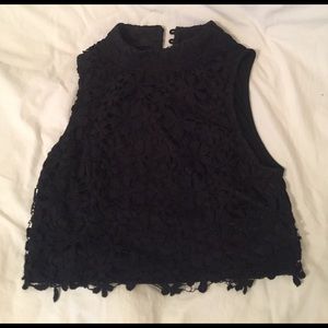 Black lace crop top