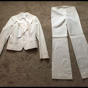 Cream pinstriped suit