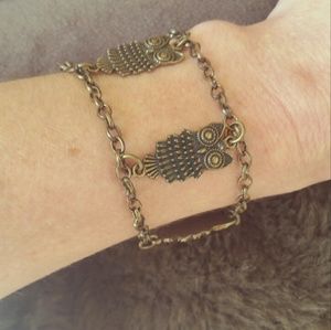 🆕Handmade Antiqued Bronze Owl Bracelet