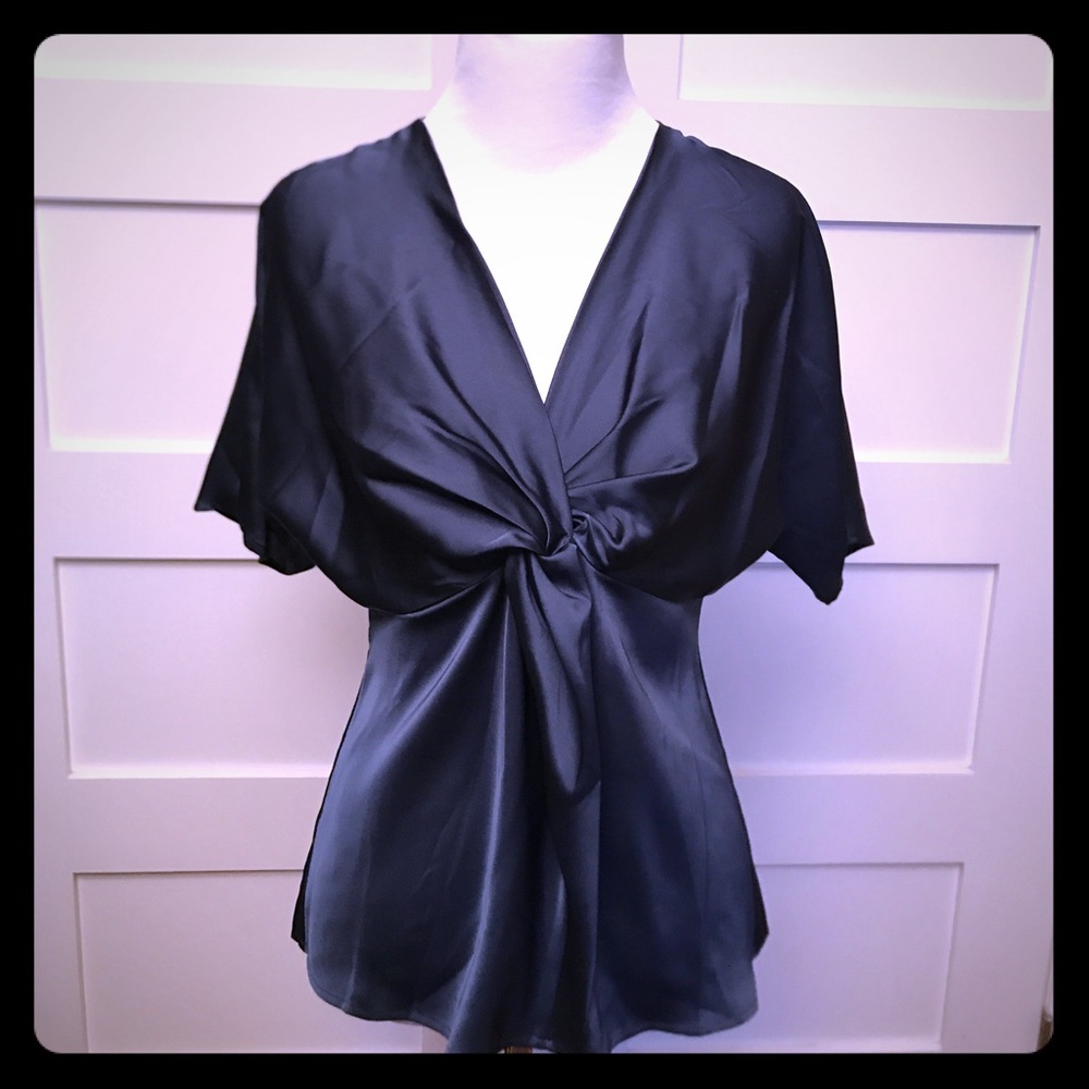 Ann Taylor Short Sleeve Knotted Blouse