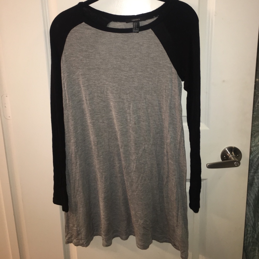 F21 Grey and Black T-Shirt Dress Sz. S