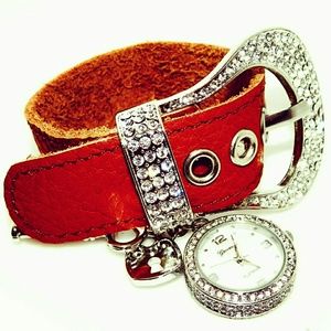 Cowboys/Cowgirls belt buckle charm bracelet watch