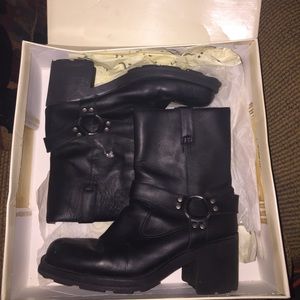 Black leather boots