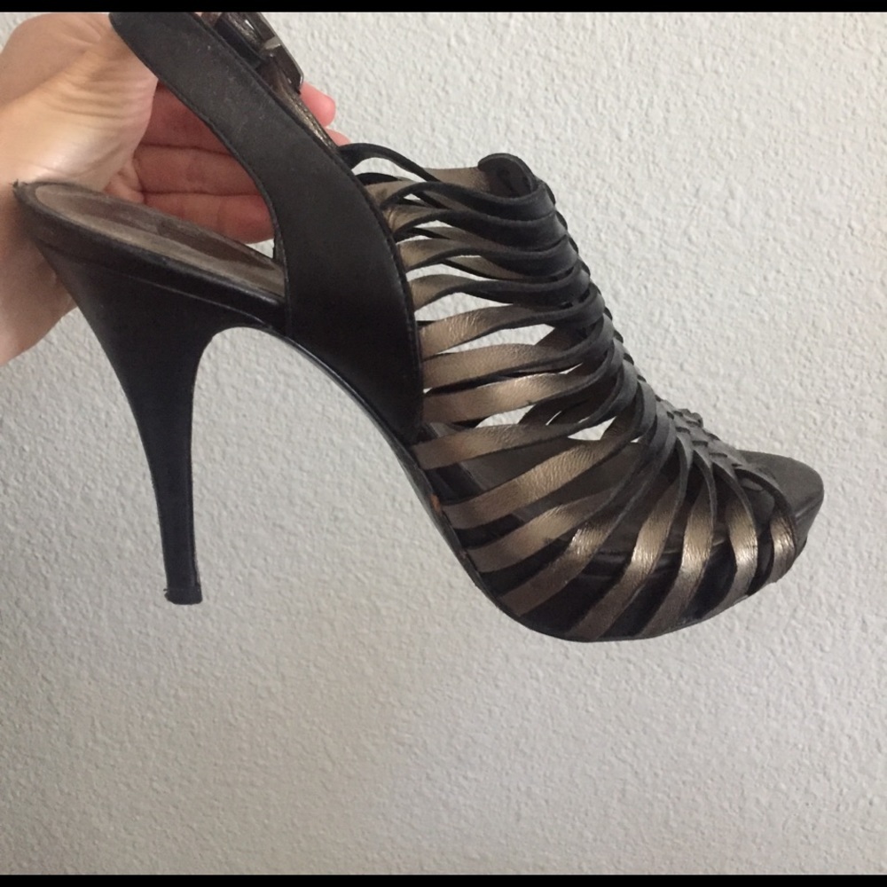 Black and silver heels