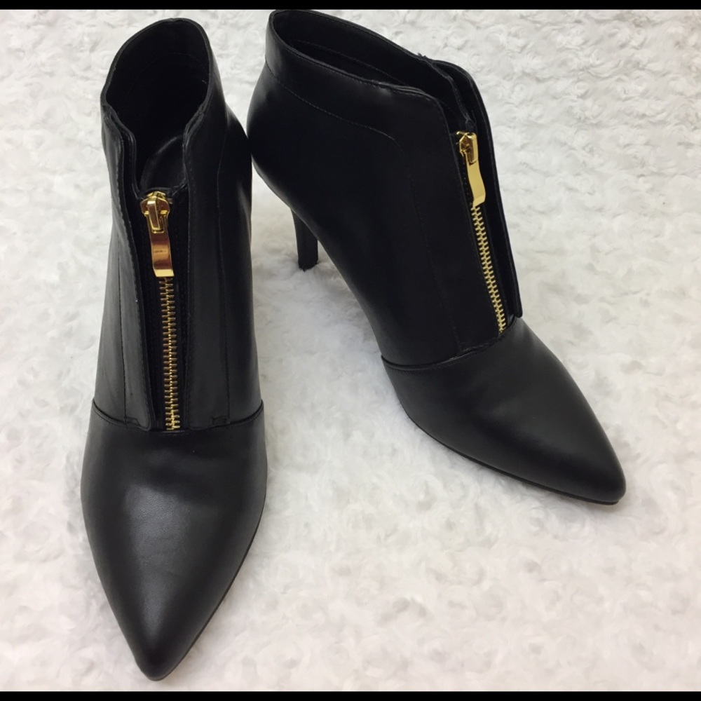 NEW Black Booties with Gold Zipper Hardware