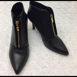 NEW Black Booties with Gold Zipper Hardware