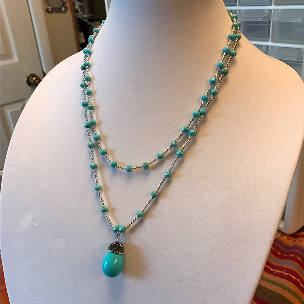 🔆TURQUOISE NECKLACE TWO LAYERS - Picture 2 of 4