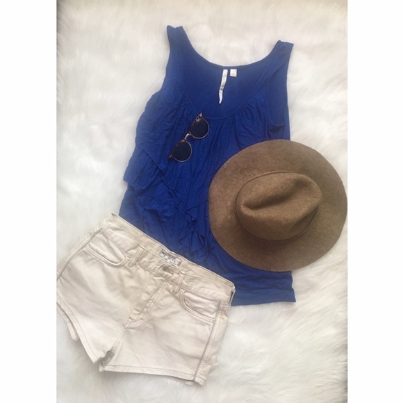 LC Lauren Conrad Tops - Blue Ruffled Tank Top