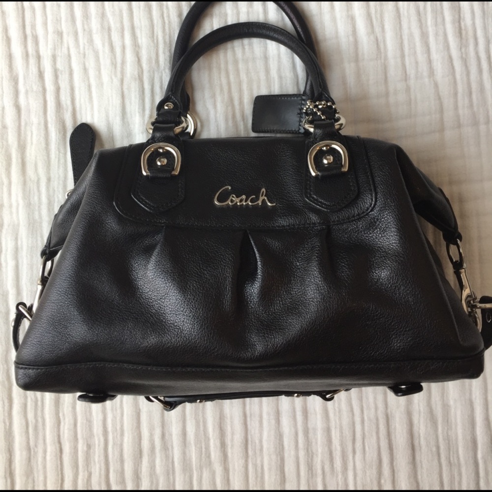 Black leather Coach purse