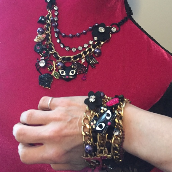 Betsey Johnson Jewelry - Betsey Johnson cat spider necklace & bracelet set
