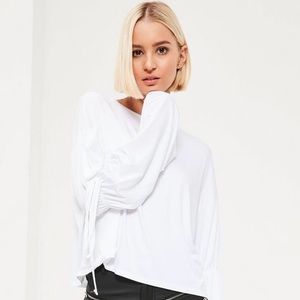 Missguided white frill ruffle sleeve top