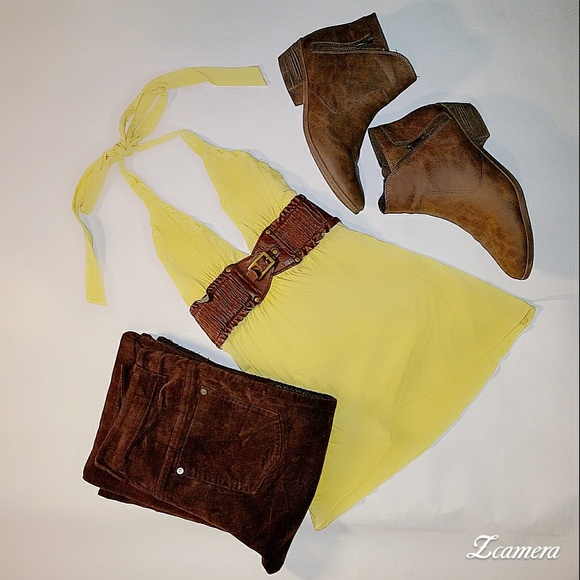 sky Tops - Sky yellow halter top. ❤ accepting offers.❤