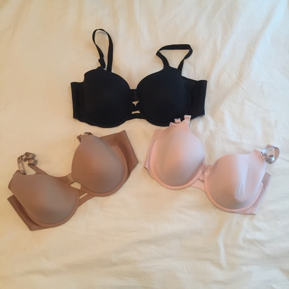 Black, Nude and light pink bars, 38C