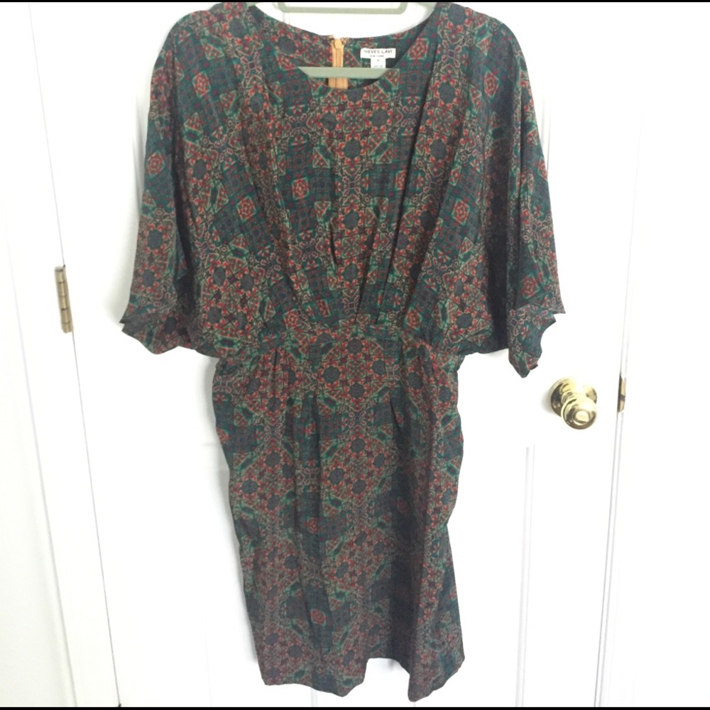 Silk cocktail butterfly sleeve dress