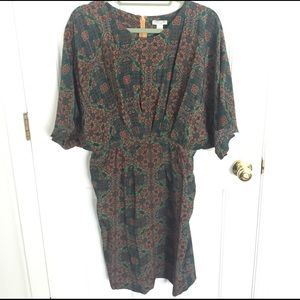 Silk cocktail butterfly sleeve dress