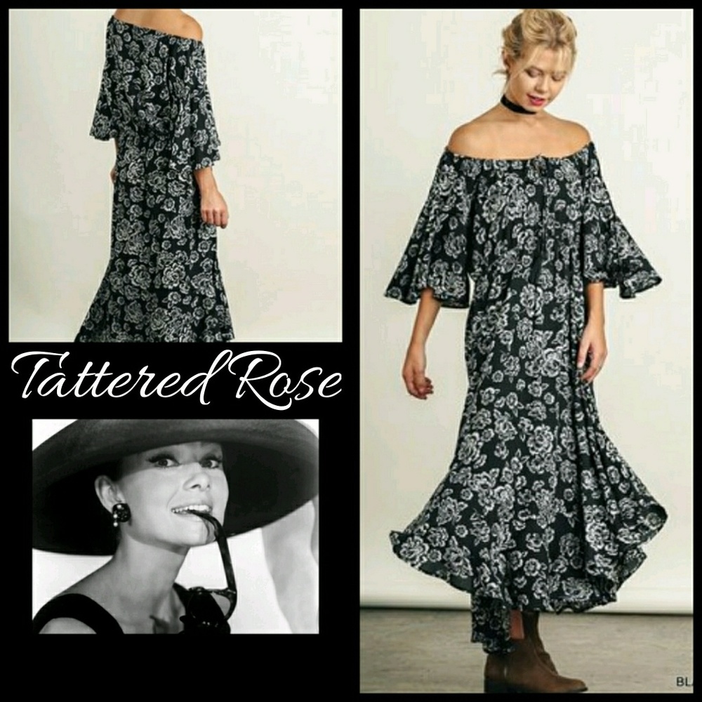 🌴BLACK Floral Maxi