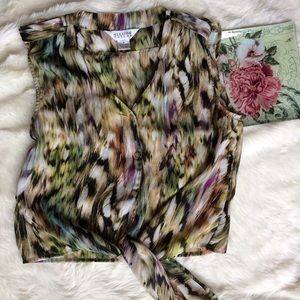 Watercolor Print Sleeveless Top sz M