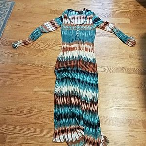 Long sleeve fitted tie dye maxi