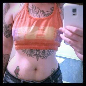 Orange halter crop top