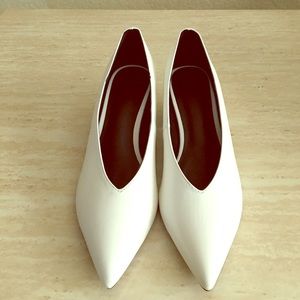 white v cut heels