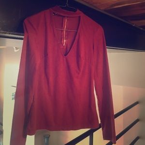 BEBE soft long sleeve sweater with choker collar