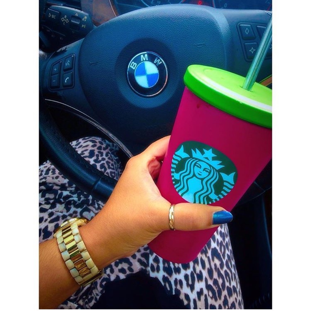 Starbucks pink and green tumbler