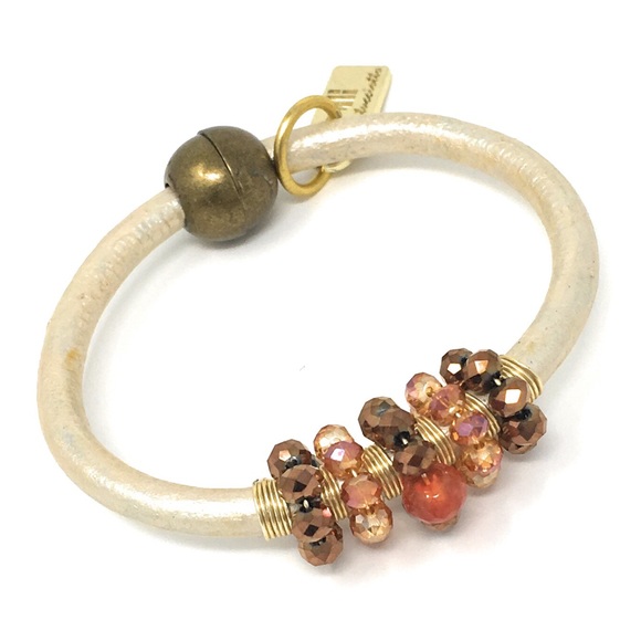 Bartucciotto Jewelry - Bartucciotto Frost Ivory Leather & Beads Bracelet