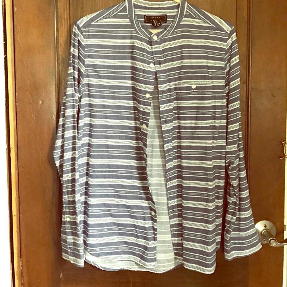 Blue striped button up NWOT