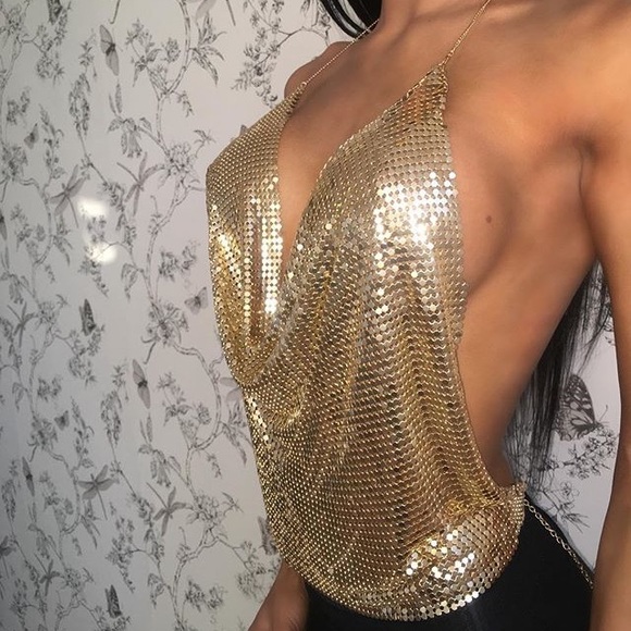 🎉Host Pick🎉 NEW! Halter Jeweled Top - Picture 5 of 8