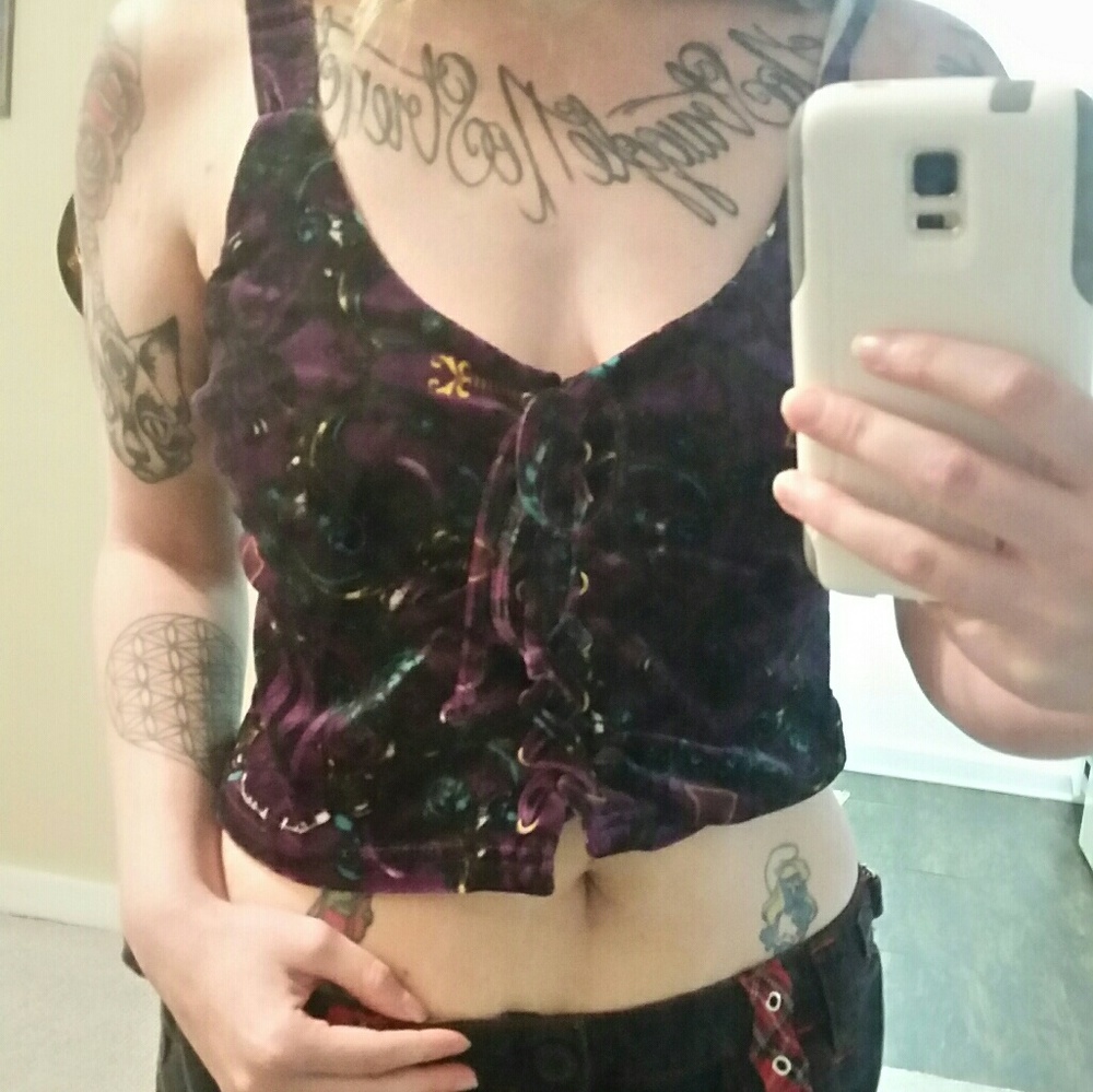 Velvet corset lace up crop top