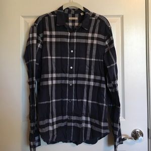 Burberry men's blue and gray shirt