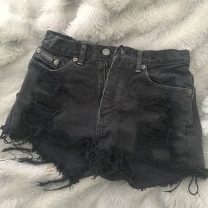 Calvin Klein distressed denim shorts