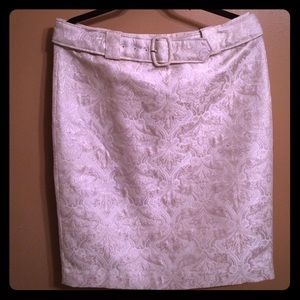 Ann Taylor Cream/Gold metallic skirt