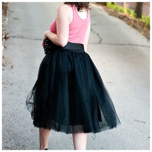 Full Black Tulle Organza Stretch Skirt C101 - Picture 3 of 4