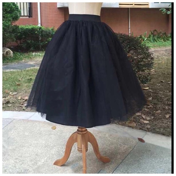 Full Black Tulle Organza Stretch Skirt C101 - Picture 4 of 4