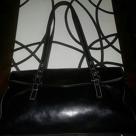 Perlina Black Leather Shoulder Bag - Picture 1 of 5