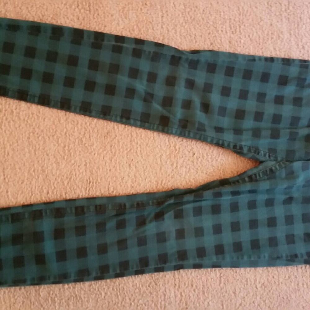 Plaid skinny jeans